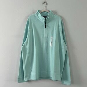 NWT Bahama Bay Club Reversible 1/4 Zip‎ Pullover Aqua Blue Sweatshirt